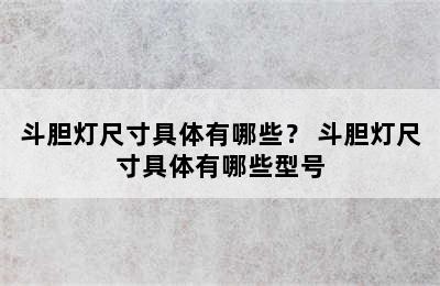 斗胆灯尺寸具体有哪些？ 斗胆灯尺寸具体有哪些型号